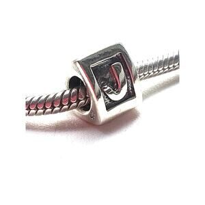 Pandora J Letter Sterling Silver Bead Charm 925
